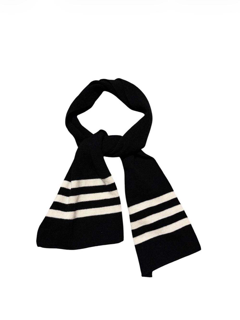 Black and White Striped Knit Scarf
